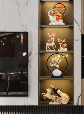 客厅玻璃柜装饰品摆件电视柜旁边柜子轻奢高档高级感入宅新居乔迁