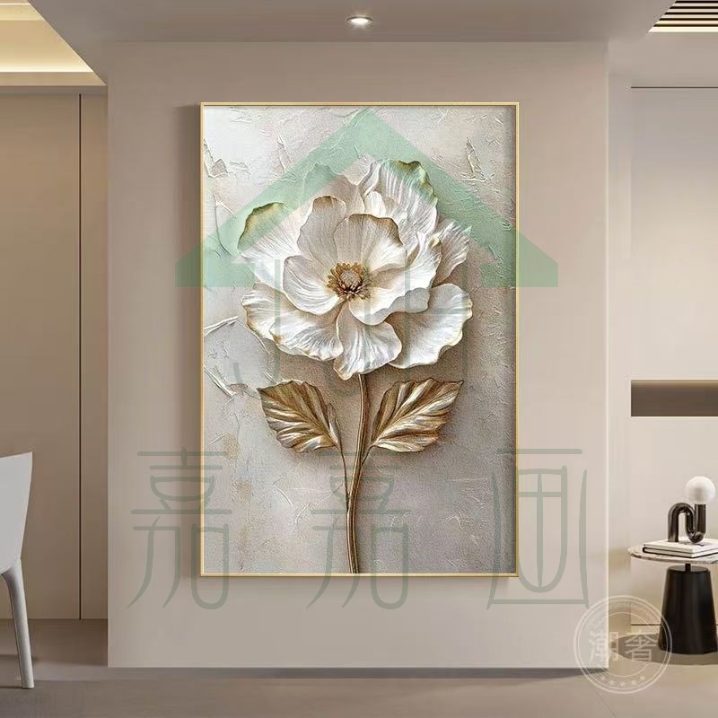 蝴蝶轻奢玄关装饰画现代沙发背景墙挂画高级感走廊过道入户门壁画图片