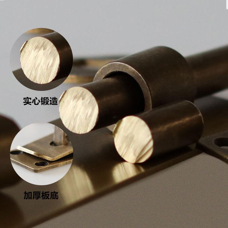 中式纯铜门栓插销式门锁仿古明装门闩复古全铜门销老式木大门锁扣