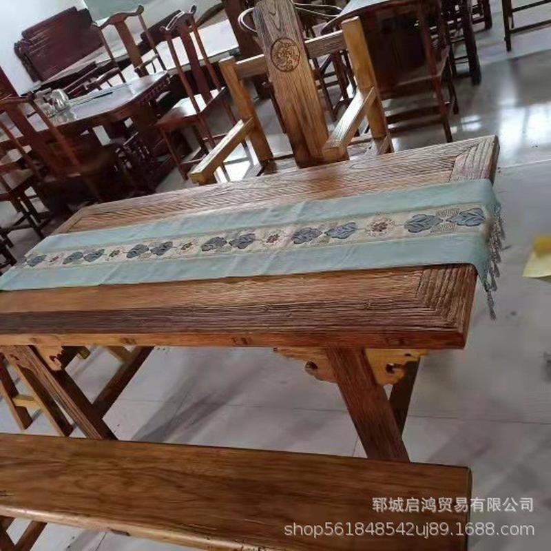 .老榆木门板桌实木茶桌茶台餐桌风化怀旧吧台书桌案老木头旧门板