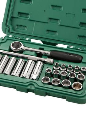 世达09524套筒工具组套汽修机修组合工具箱21件套3/8英寸10mm