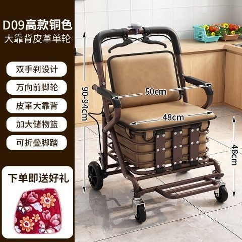 现货老人手推车助行器行走买菜车小拉车家用老年人坐的能推走的软