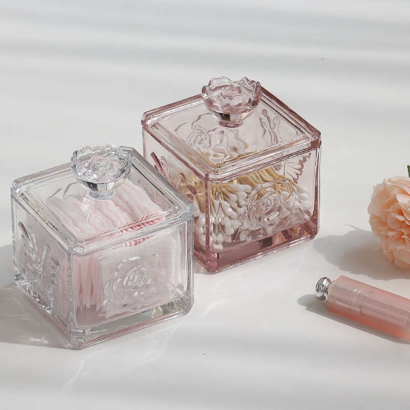 水晶玻璃棉签化妆棉收纳盒牙线棉棒杂物盒 首饰品罐精致高档精致