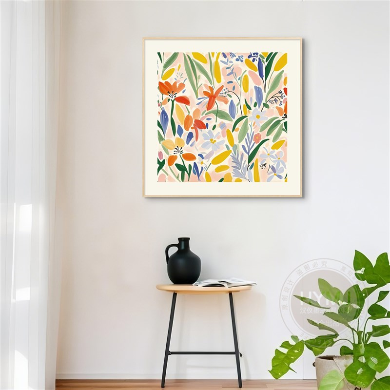 清新艺术植物2025新款餐厅装饰画现代简约客厅背景墙挂画玄关墙画图片
