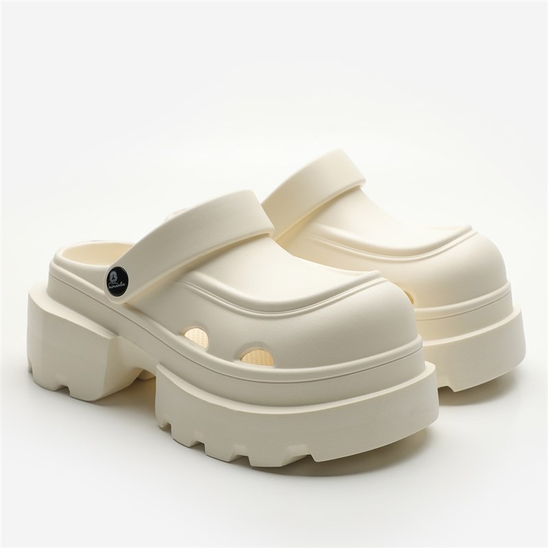 夏季增高7cm凉鞋女外穿百搭不累脚超火防滑时尚白色护士洞洞凉拖