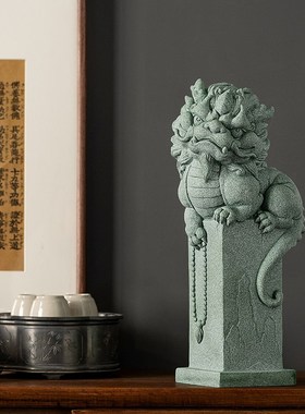 青砂石瑞兽麒麟桌面装饰摆件鱼缸景观装饰创意精品可养摆设茶宠