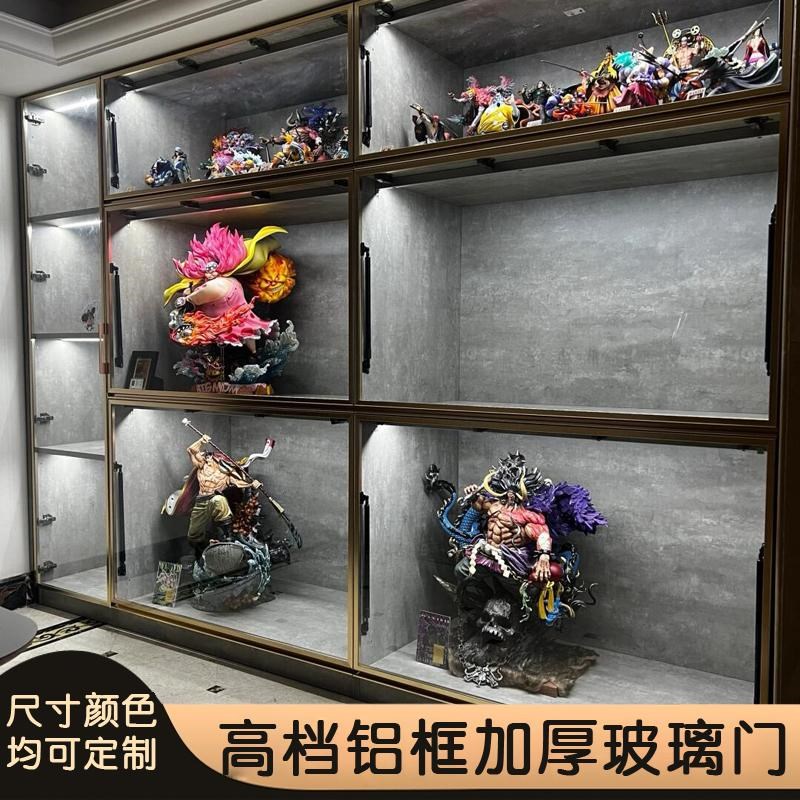 实木定制液压翻门手办乐高展示柜模型玩具家用展示柜防尘GK陈列柜