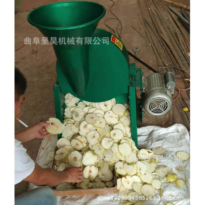 河北烤梨切片机苹果切片机电动大料口圆盘切青柠片厚薄能调