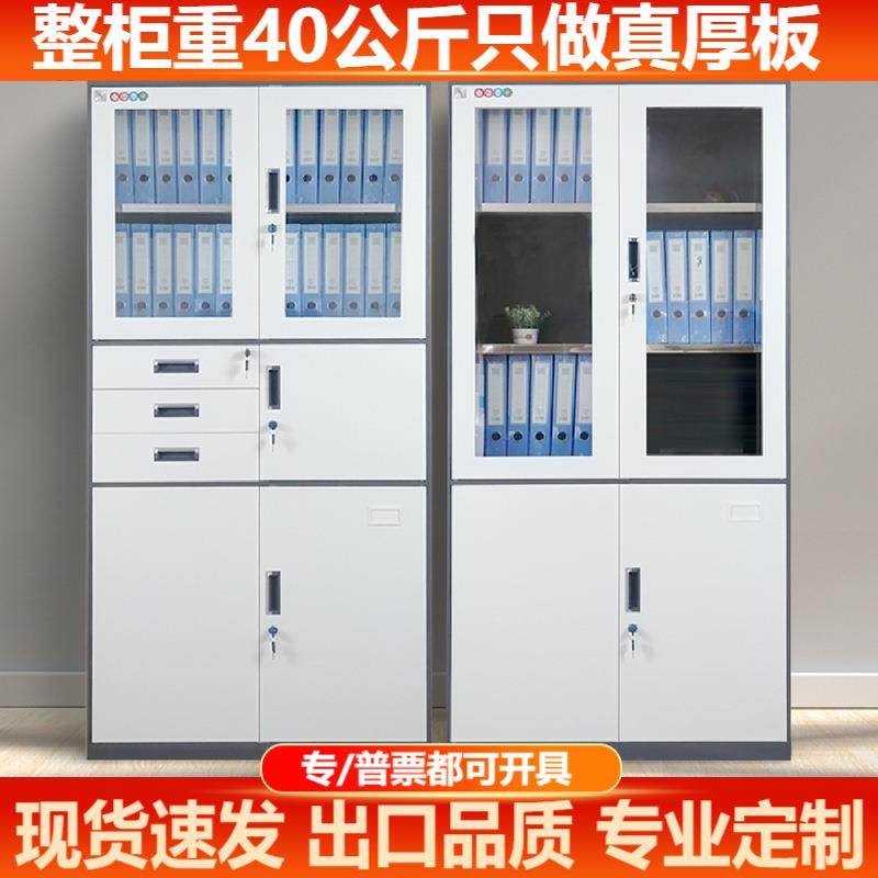 拆装文件柜透明办公柜子办公室凭证柜钢制铁皮密码带锁加厚矮柜