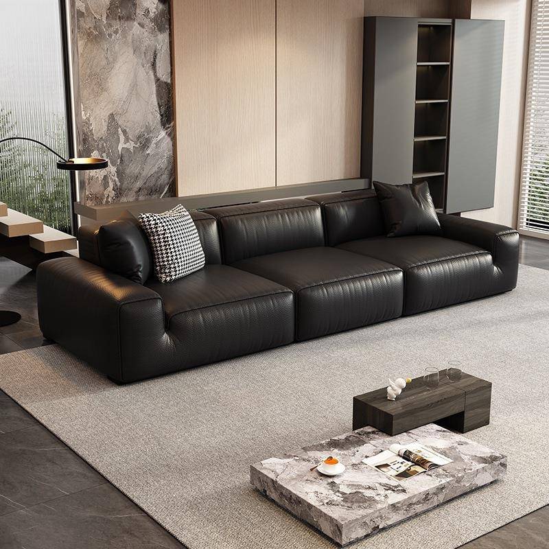 沙发轻奢客厅沙发复古极简大小户型组合沙发直排皮艺沙发