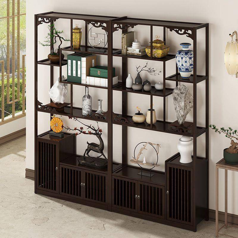 博古架实木中式书柜茶柜置物架酒柜书架茶叶现代简约展示柜多宝阁