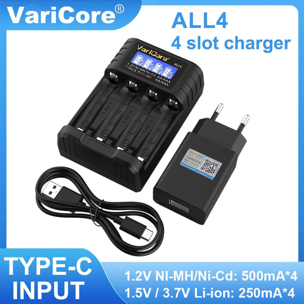 VariCore ALL4 1.2V 1.5V 3.7V AA AAA 14500 10440电池充电器USB