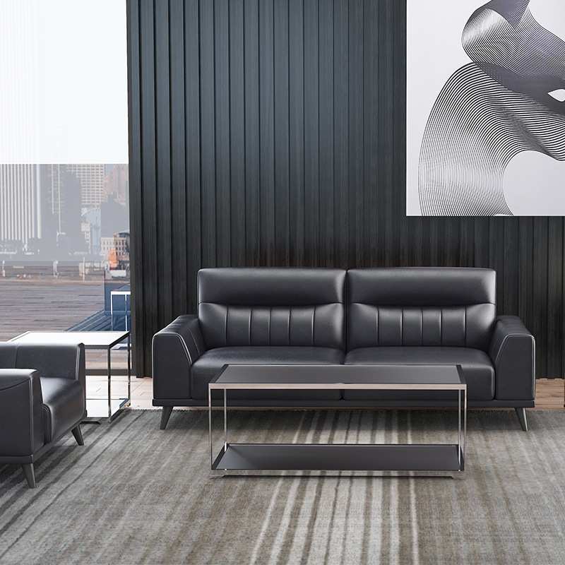 迪欧家用客厅休闲真皮沙发 三人接待室家具组合 洽谈商务办公沙发