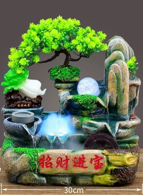 循环流水生财白菜摆件客厅喷泉鱼缸风水轮装饰新房店铺招财开业礼