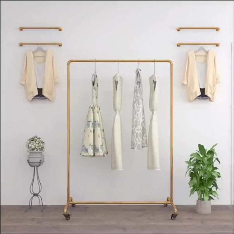 服装展示架女装店货架水管龙门架落地式挂衣架展会带轮服装店挂架