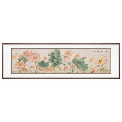 客厅沙发装饰国画鎏金纯手绘挂画和和美美荷花新中式卧室床头墙画
