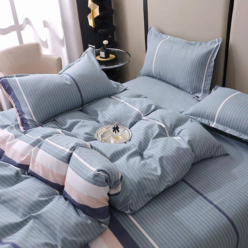 【折扣价】秋冬季纯棉磨毛四件套简约条纹加厚床单被套全棉床上用