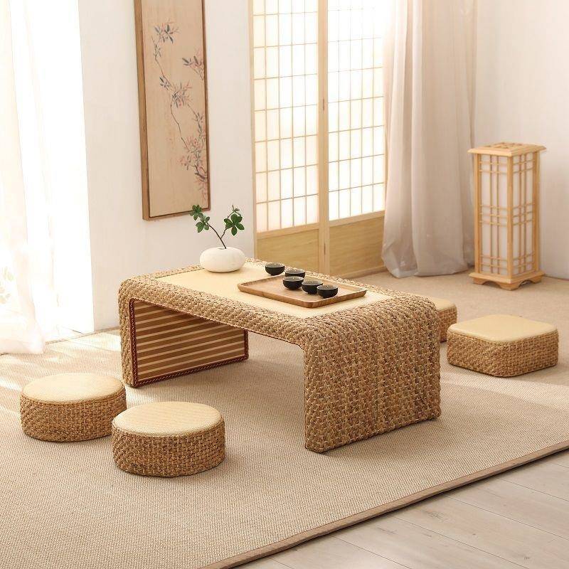【折扣价】藤编榻榻米茶几阳台桌茶桌简约飘窗日式矮桌炕几家用地