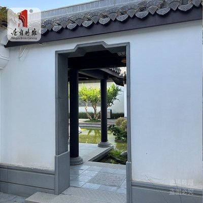 唐语砖雕苏式园林门洞苏派建筑古建青砖砖细门套线中式庭院月洞门