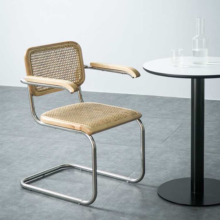 德国 Thonet悬臂椅设计师家具进口A级白蜡木实木椅子藤编餐椅ins