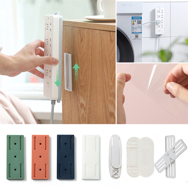 1/4pcs Wall-Mounted Holder Punch-Free Plug Fixer Self-Adhesi