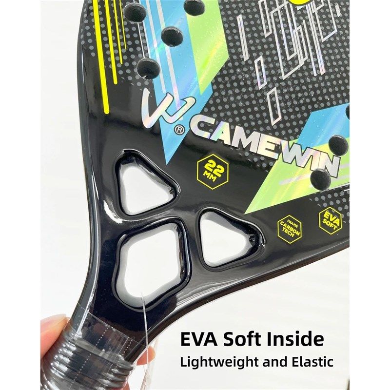 Camewin Beach Tennis Racket 3K Full Carbon Fiber Rough Surfa
