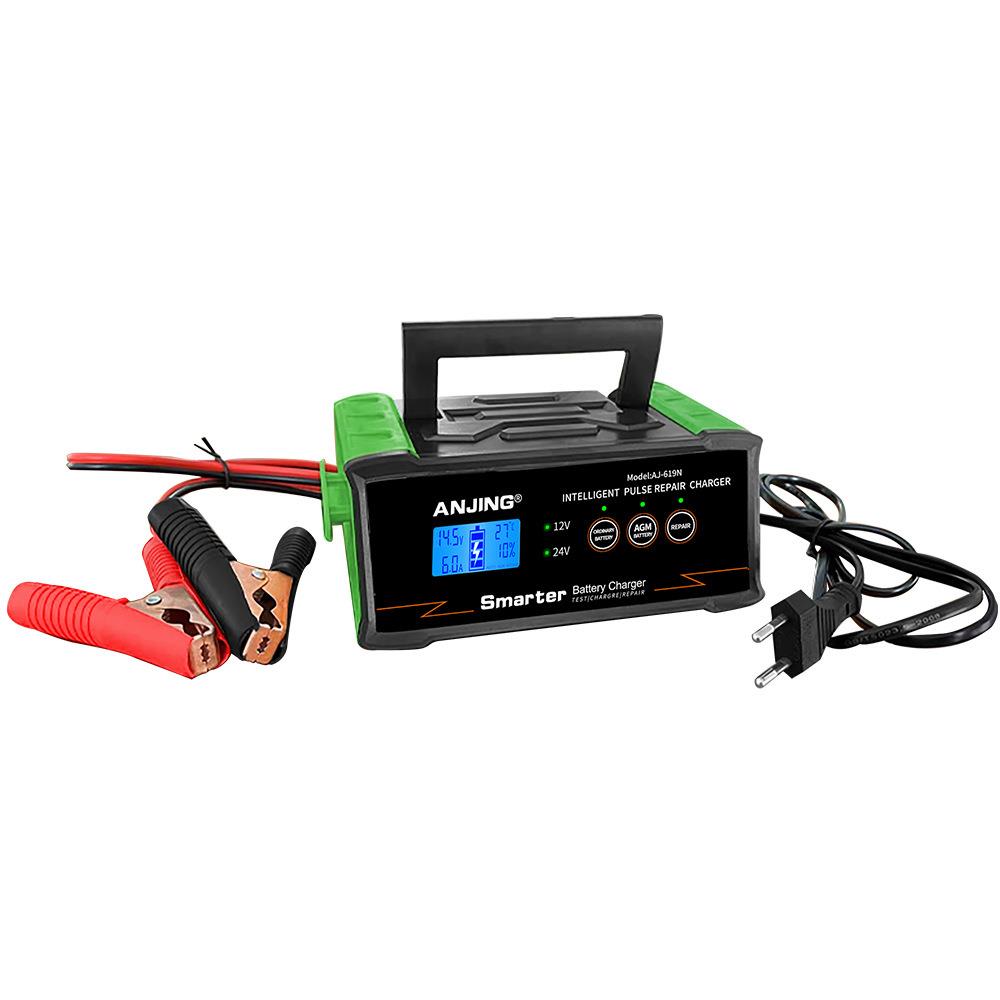 跨境汽车电瓶充电器蓄电池充电机12V24v智能脉冲修复充电器塑料壳