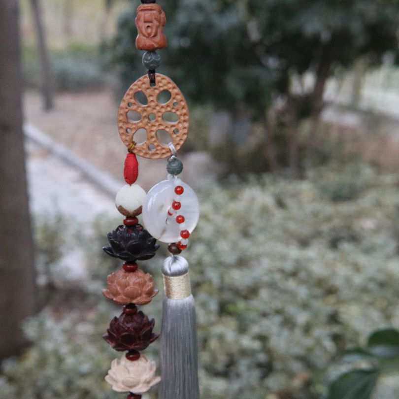 桃木莲花车挂 黄杨 乌木 车挂件 汽车装饰 汽车挂件 车饰