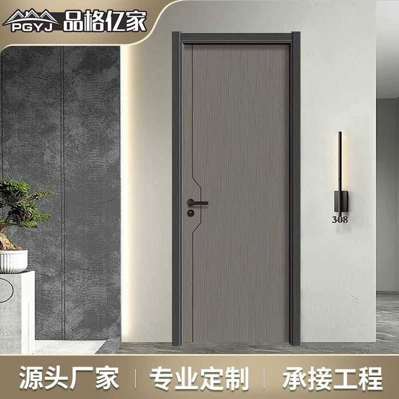 实木门定制 简约线条卧室门 多款式卫生间门 平开门