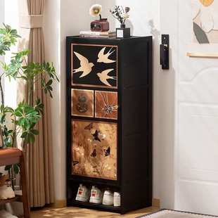 中古风入户鞋柜家用门口一体柜落地走廊多功能多层收纳鞋架严选