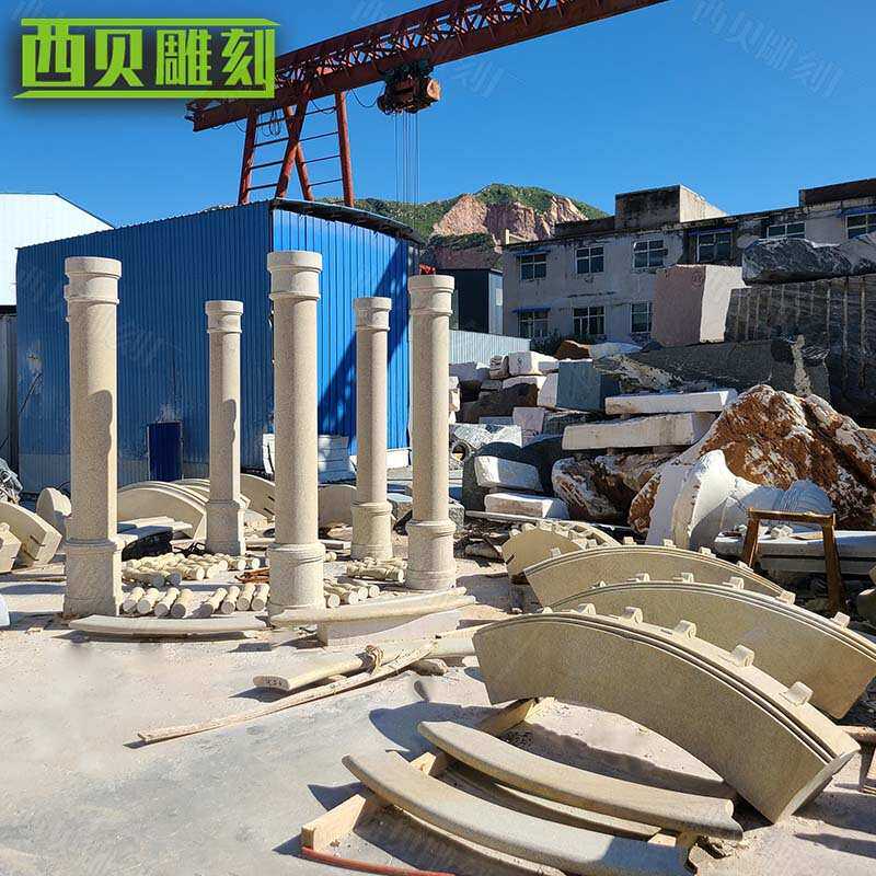 石雕罗马柱雕塑摆件 定制大型工程类柱子石材雕塑 大理石圆柱子