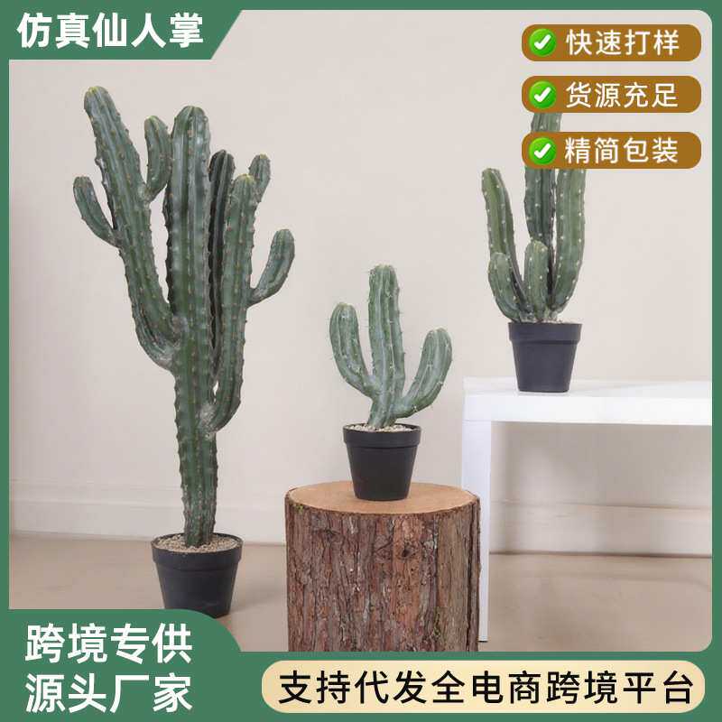 北欧风格仿真仙人掌盆栽沙生植物造景龙神柱仙人掌柱门店装饰摆件