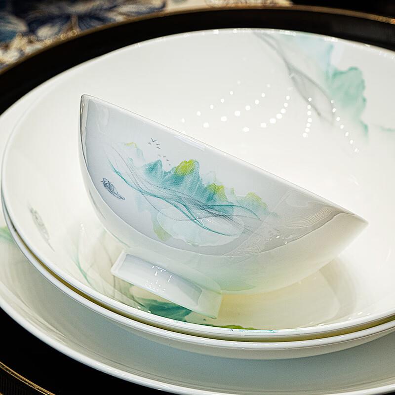 【折扣价】碗10个装面碗家用骨瓷汤碗釉下彩4.5寸饭碗5寸陶瓷碗6