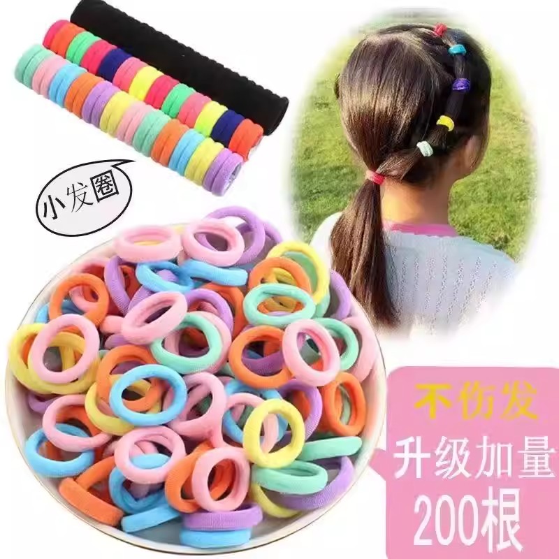 儿童高弹力耐用头绳高马尾发绳橡皮筋女扎头发宝宝发圈不伤发发饰图片