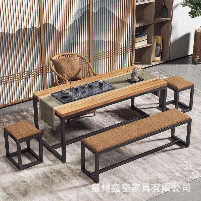现代中式功夫泡茶桌椅组合家用客厅接待会客茶台桌仿古实木茶桌