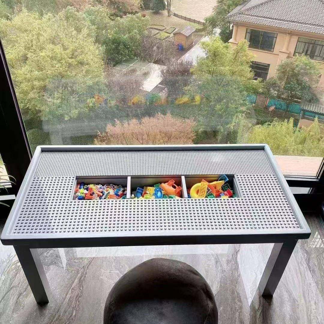 儿童积实木积木桌多功能拼装玩具商场宝宝桌大颗粒游戏乐玩具大号