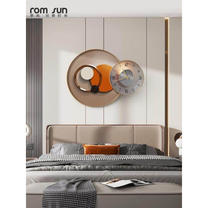 现代轻奢餐厅装饰画创意简约卧室床头时钟壁画北欧风客厅玄关挂画