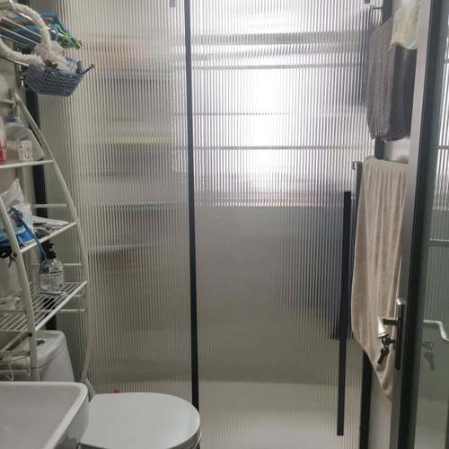 一字型极窄玻璃移门淋浴房浴屏极简推拉浴室干湿分离隔断洗澡间沐