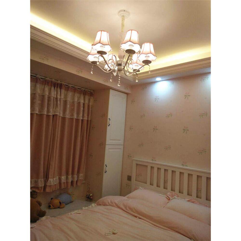 北欧儿童房吊灯女孩公主田园温馨欧式粉色水晶灯网红房间卧室主灯