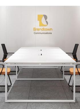 爵隆钢木会议桌白色办公桌简约现代培训桌恰谈桌办公家具接待