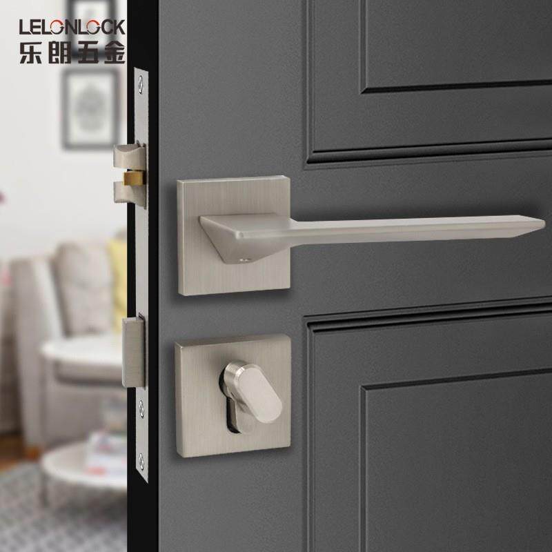 乐朗磁吸静音门锁室内卧室北欧风房门锁实心锌合金分体把手锁
