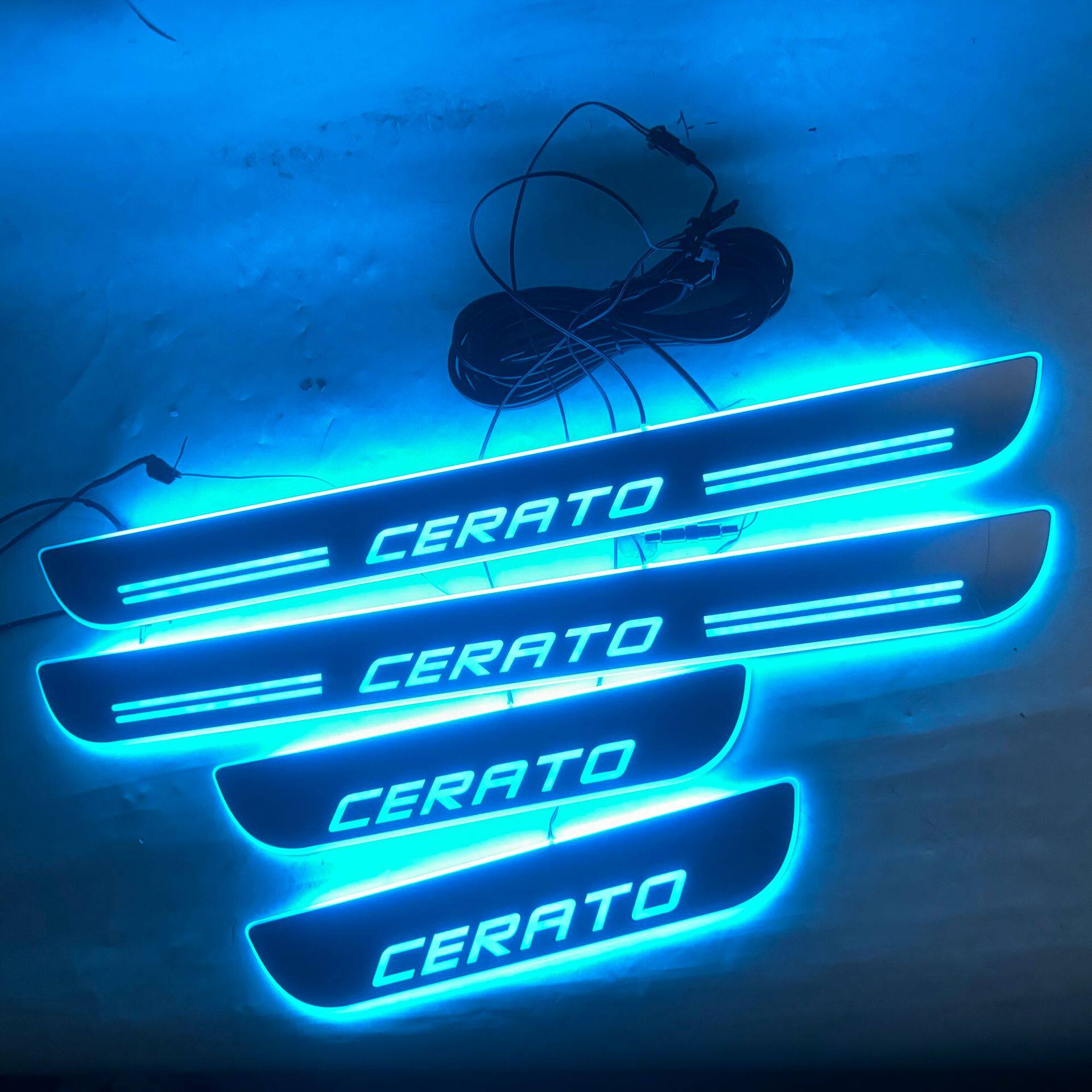 4片适用于起亚CERATO K3门槛条 带LED灯迎宾踏板 汽车门坎条改装