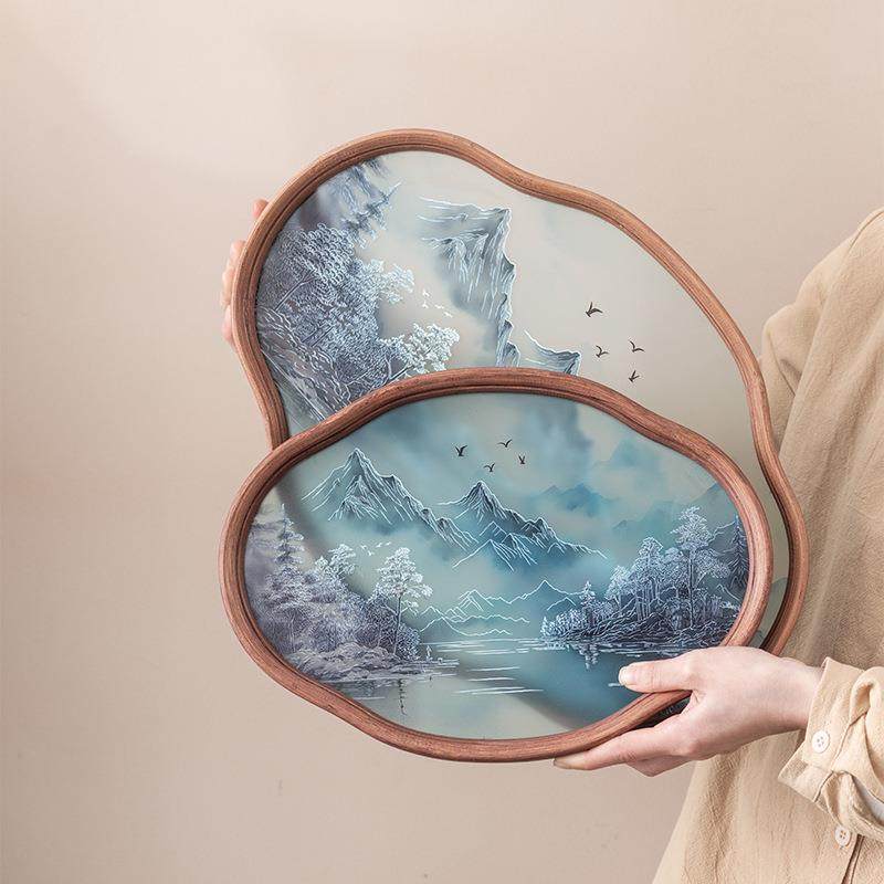 轻奢新款寒江雪山水茶盘玻璃海棠托盘小中式竹制干泡盘家用收纳盘,鲜花速递/花卉仿真/绿植园艺,其它园艺用品,淘宝优惠券,粉丝福利购,淘宝优惠卷