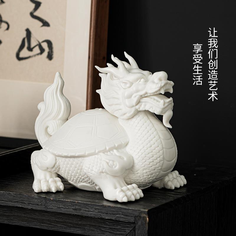 白瓷龙龟精品陶瓷摆件茶宠可养茶玩茶桌茶台装饰品茶具配件茶宠