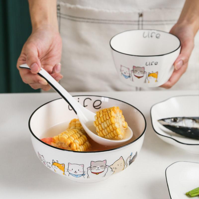 可爱陶瓷餐具套装家用菜盘子碗2025新款碗碟饭碗筷勺面碗碟子组合