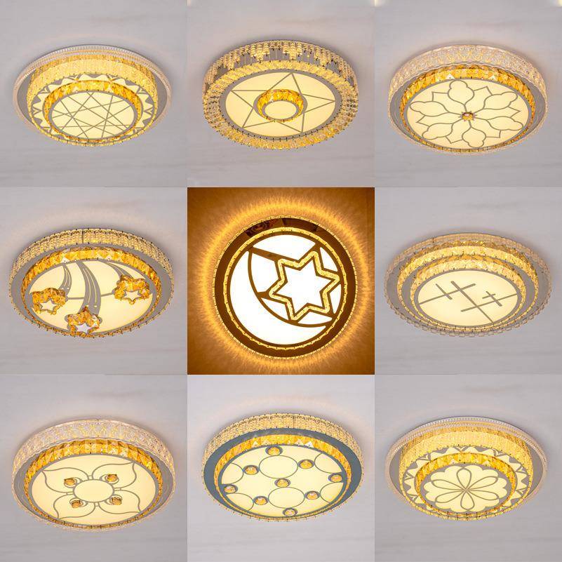 工厂led吸顶灯卧室灯主卧房间灯客厅水晶浪漫新款不锈钢灯