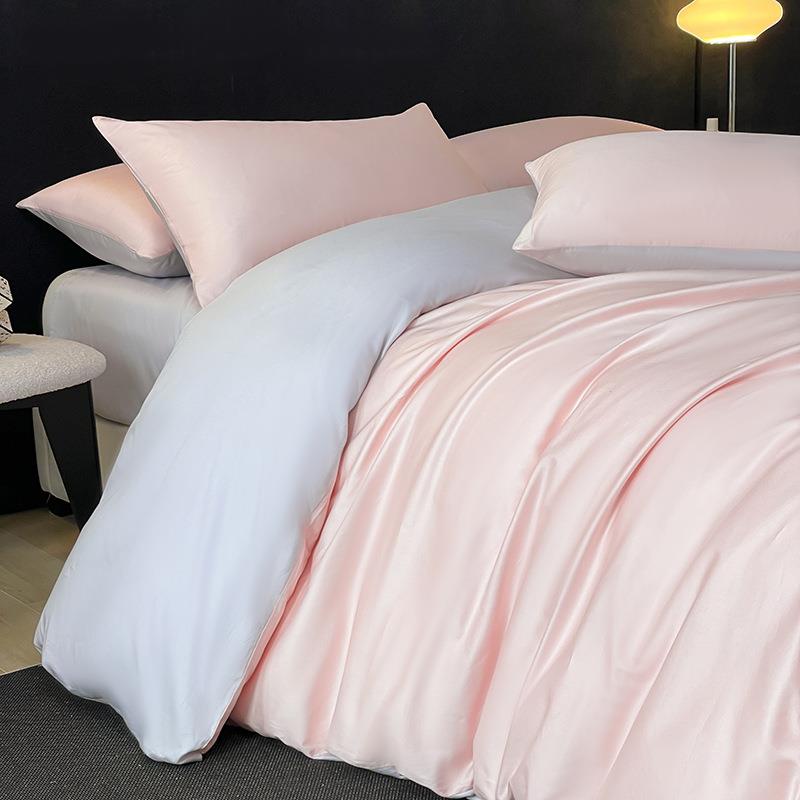 轻奢简约100支高端匹马棉四件套纯色长绒棉贡缎全棉床笠纯棉被套4