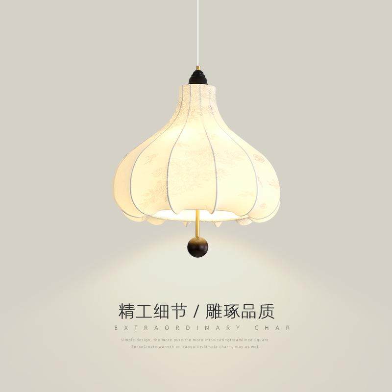 卧室吊灯法式复古风布艺餐厅吧台灯实木日式中古风印花护眼灯具,3C数码配件,USB灯,淘宝优惠券,粉丝福利购,淘宝优惠卷