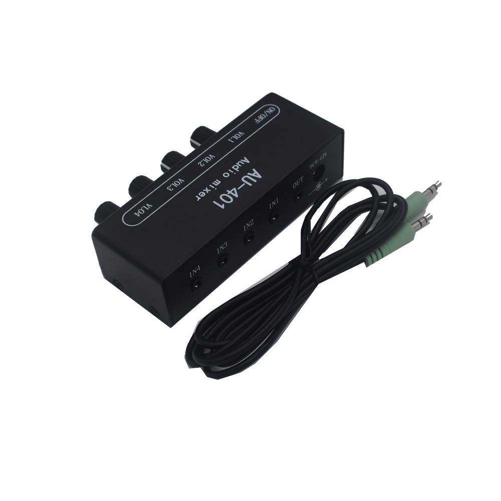 立体声四路输入一路输出音频混合有源音源混音器四合一四进一出板