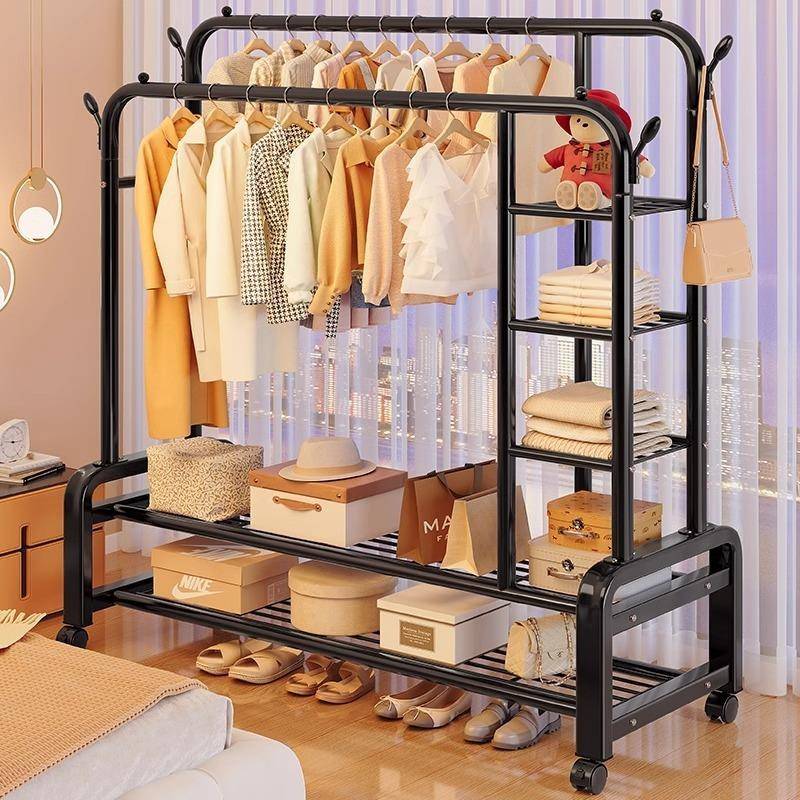 衣架家用挂衣落地架加粗加大晾移动衣服架子落地晾衣杆卧室宿舍室